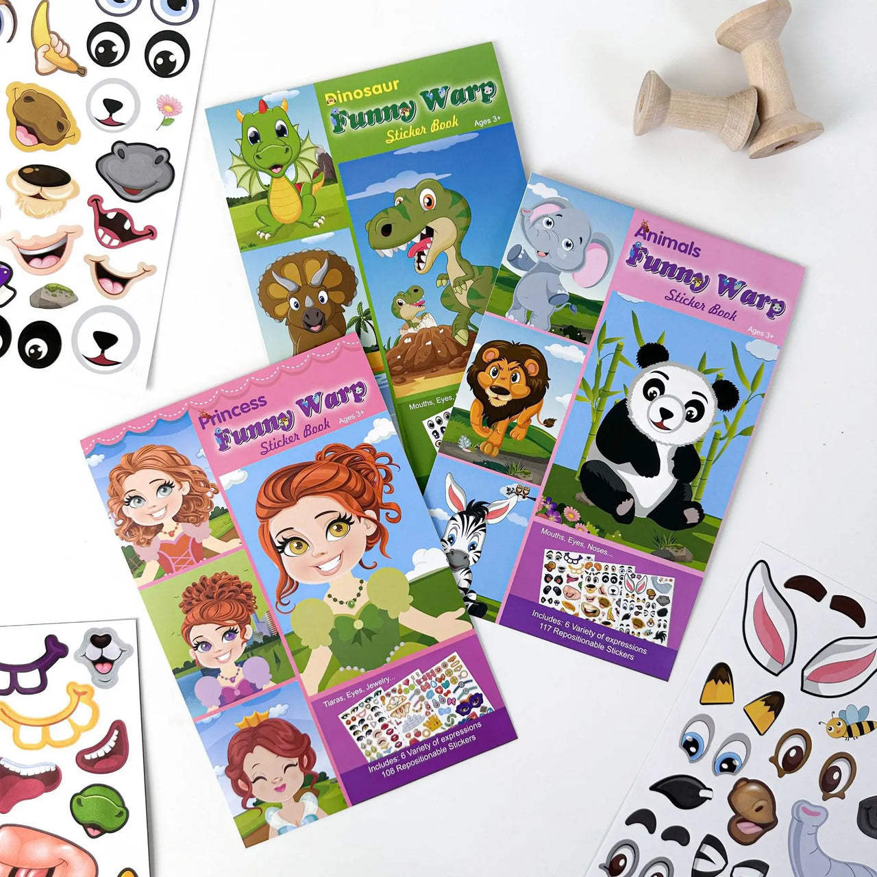 Funny Faces™ – Zabawa ze zwierzętami i zabawa w przyklejanie – Książka z naklejkami wielokrotnego użytku