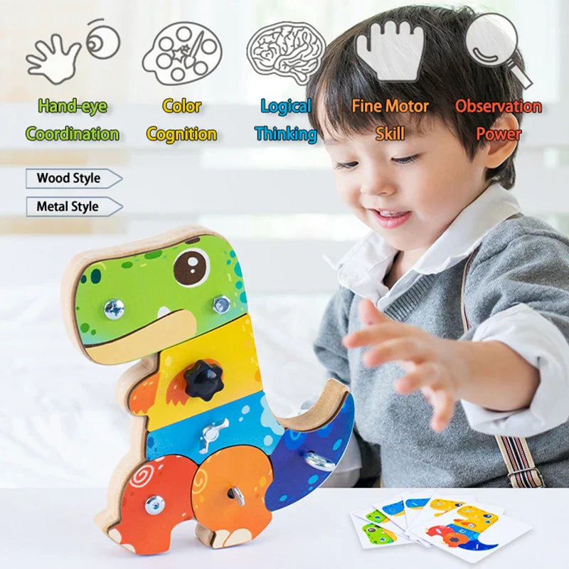 Dino Screwdriver Board™ - Zabawka sensoryczna dinozaur - Montessori