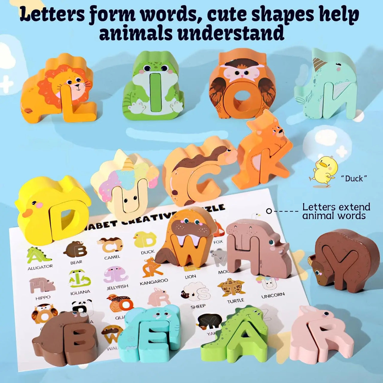 ZooLetters – Zabawne i edukacyjne – Puzzle z alfabetem zwierząt dla dzieci