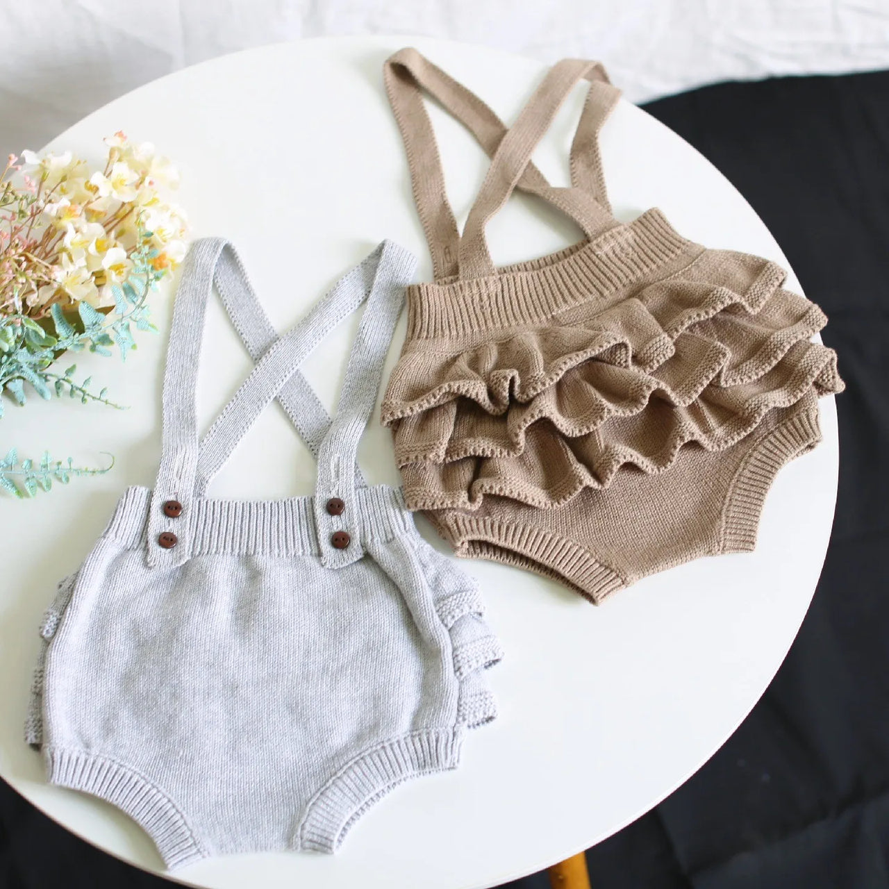 Mini Fashion™ - Śliczny dzianinowy dziecięcy romperKhaki romper