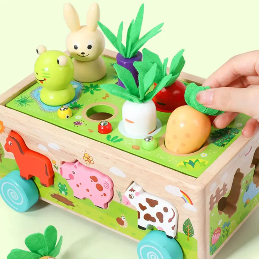 Woods™ - Wagon z warzywami i zwierzętami - Drewniana układanka