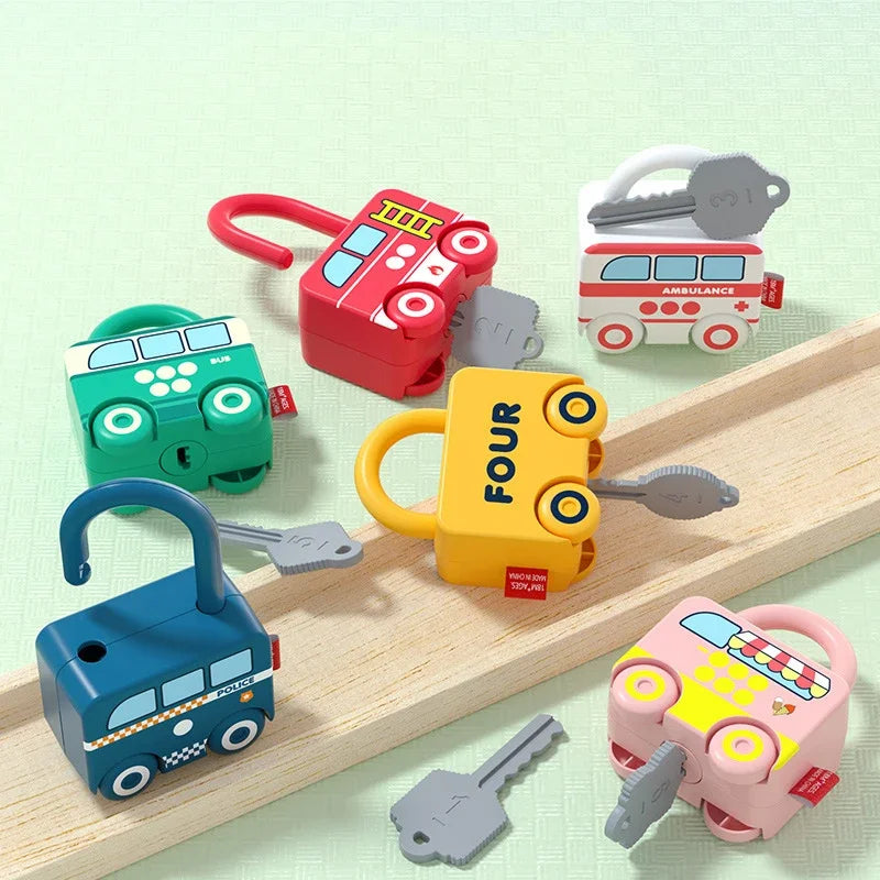 Puzzle Locks™ – Samochodzik w kształcie kłódki – Zabawka Montessori
