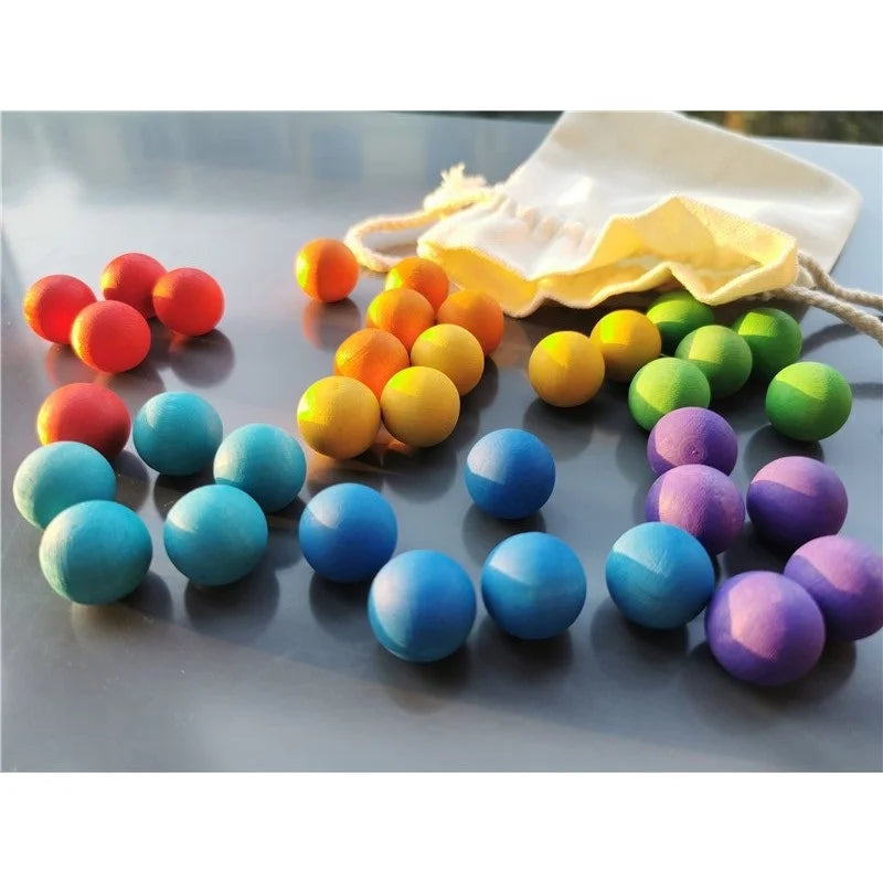 Rainbow Balls™ - Drewniane tęczowe koraliki - Zabawka sensoryczna