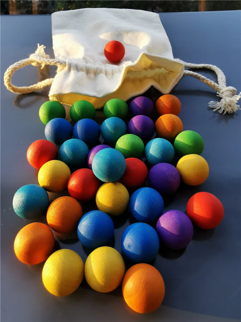 Rainbow Balls™ - Drewniane tęczowe koraliki - Zabawka sensoryczna