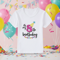 Thumbnail for Birthday Graphic Tee – Urocze i zwiewne – dziecięca koszulka urodzinowa