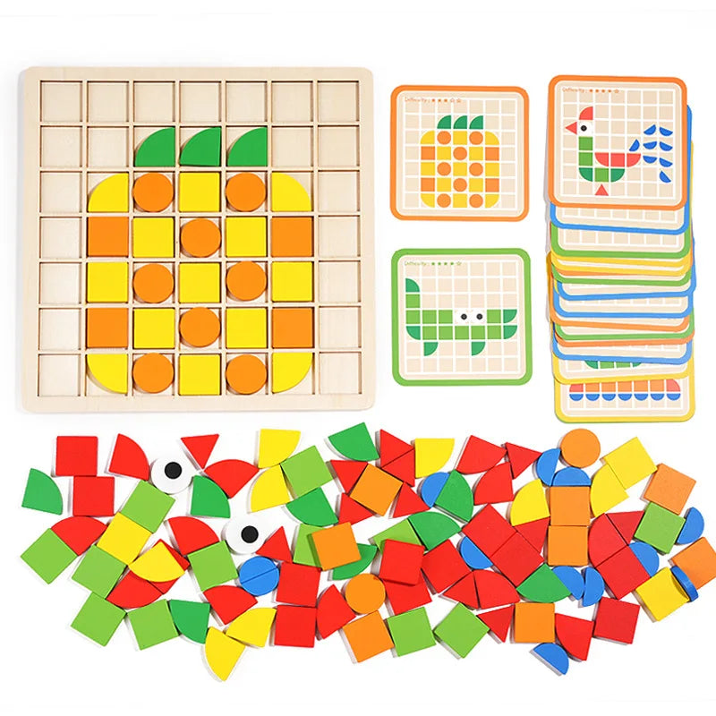 Woods™ - Drewniane puzzle geometryczne - Zabawka edukacyjna