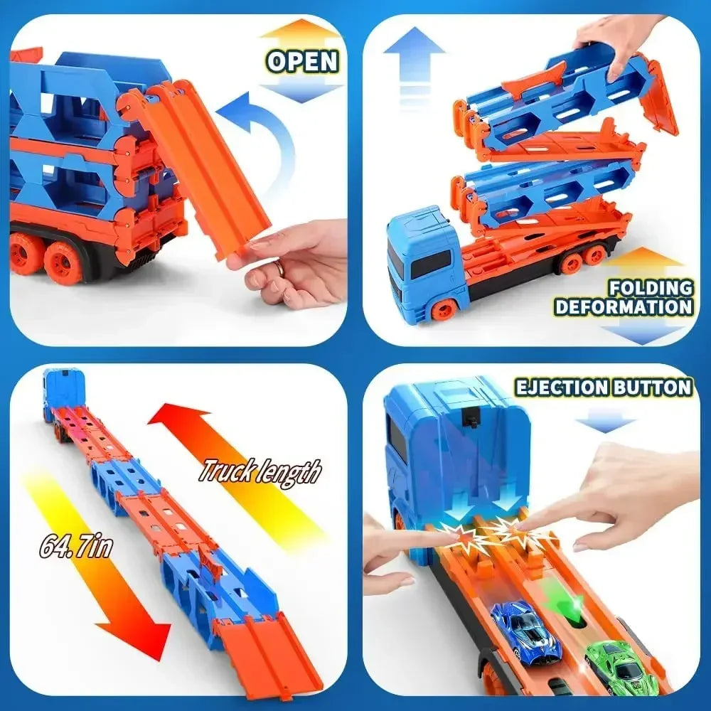 Mega Transporter - Zabawa wyścigowa 9 w 1 - Transformowalna ciężarówka