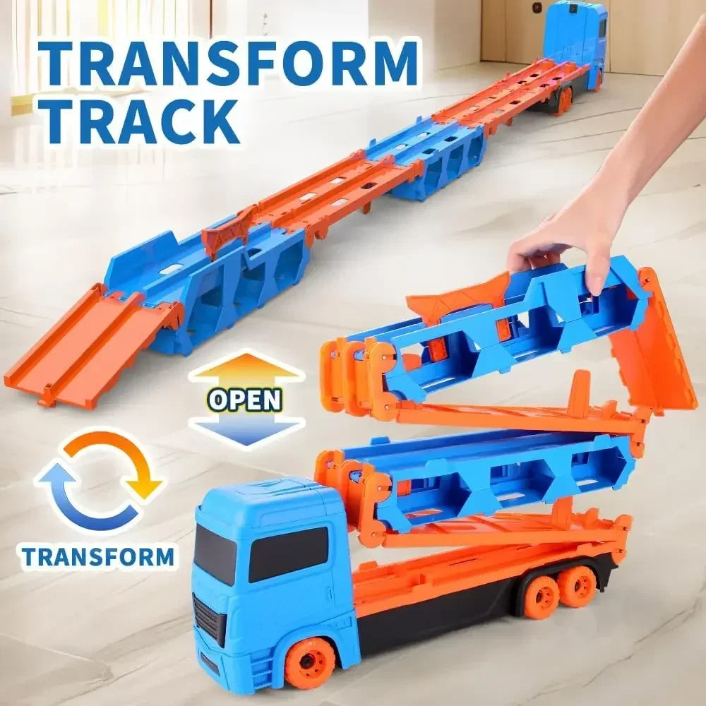 Mega Transporter - Zabawa wyścigowa 9 w 1 - Transformowalna ciężarówka