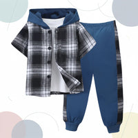 Thumbnail for Boys Checkered Outfit – Modny i wygodny – zestaw dziecięcy w kratkę