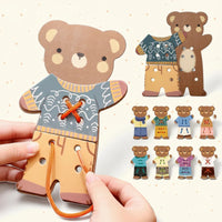 Thumbnail for ThreadBear – urocze i edukacyjne – zabawka Montessori do nawlekania w kształcie misia