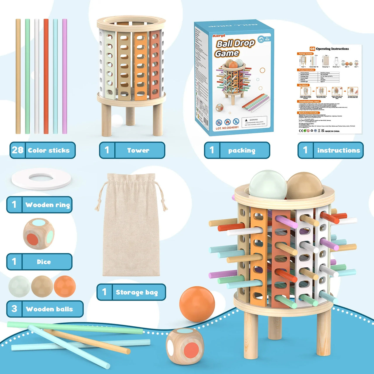 Balance Tower™ – Stos i liczenie – Drewniana gra na myślenie