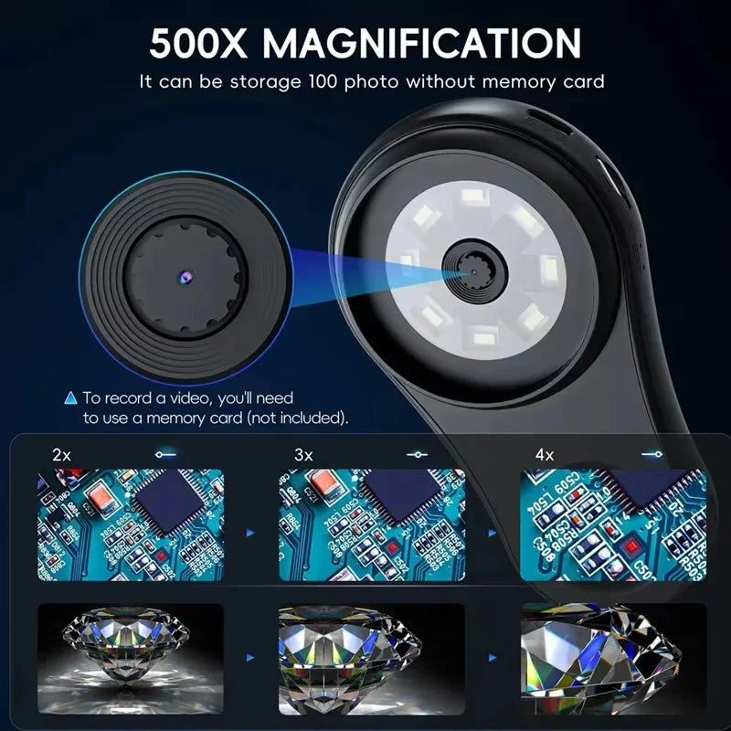 Pocket Microscope 500X - Małe i wydajne - ręczne szkło powiększające