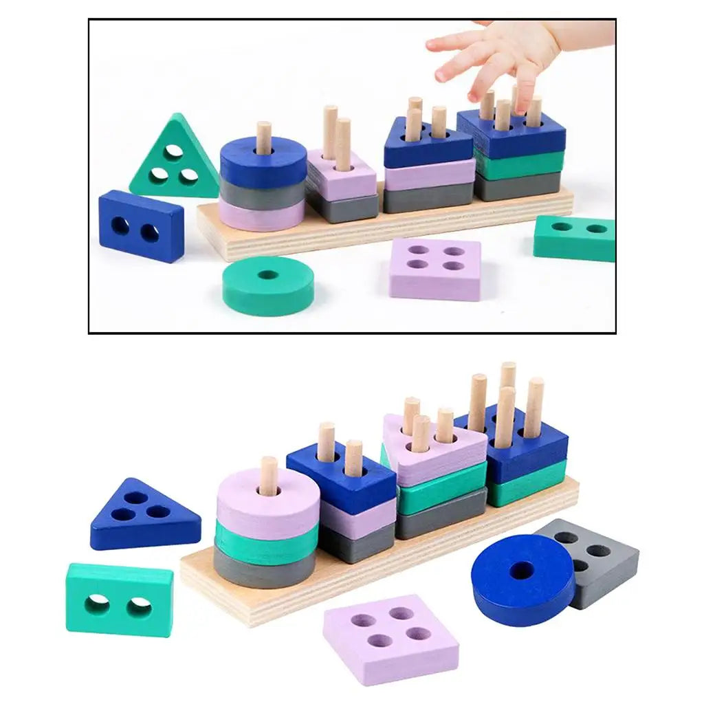 Woods™ - Drewniane klocki geometryczne - Zabawka edukacyjna