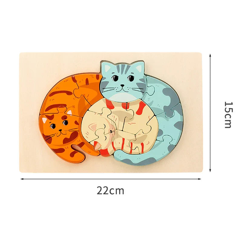 Animal Puzzle™ – Odkrywaj i ucz się – Drewniane puzzle z kreskówkami