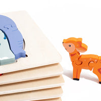 Thumbnail for Animal Puzzle™ – Odkrywaj i ucz się – Drewniane puzzle z kreskówkami