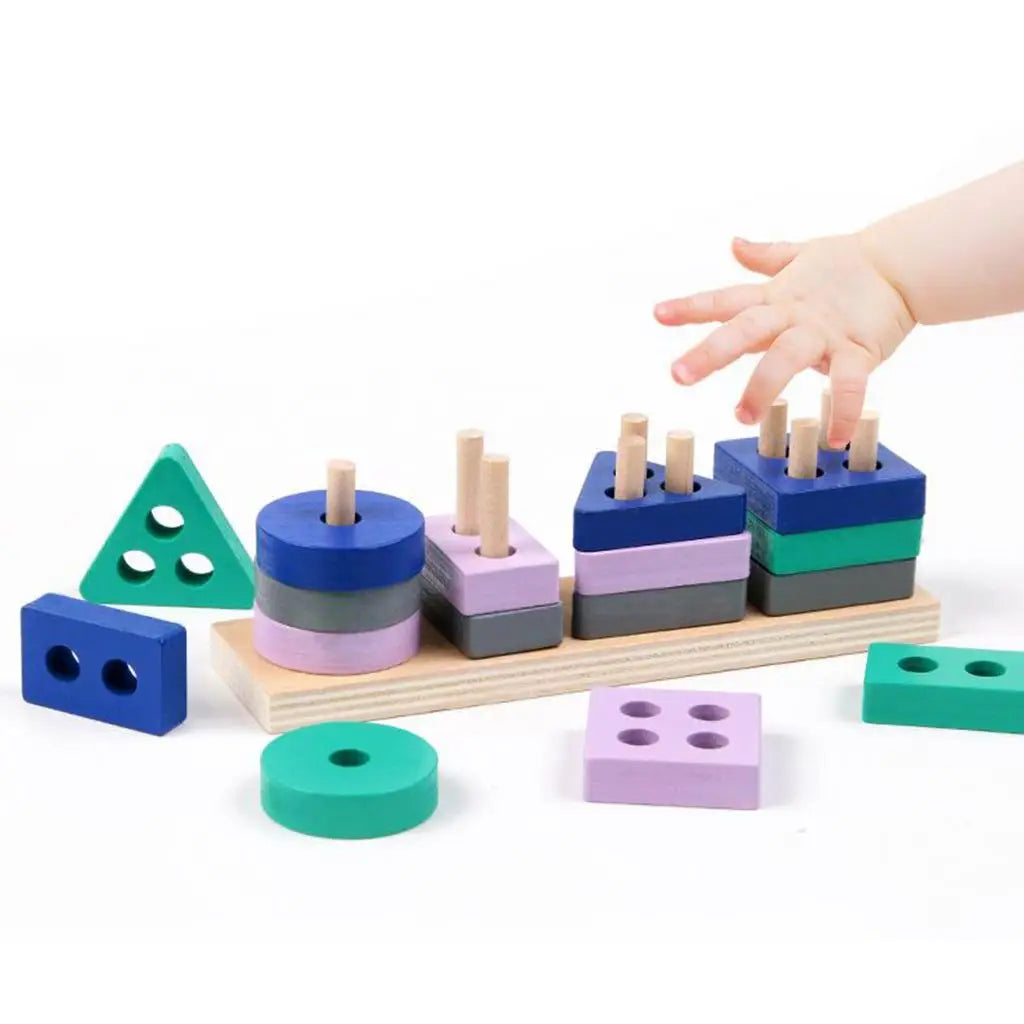 Woods™ - Drewniane klocki geometryczne - Zabawka edukacyjna