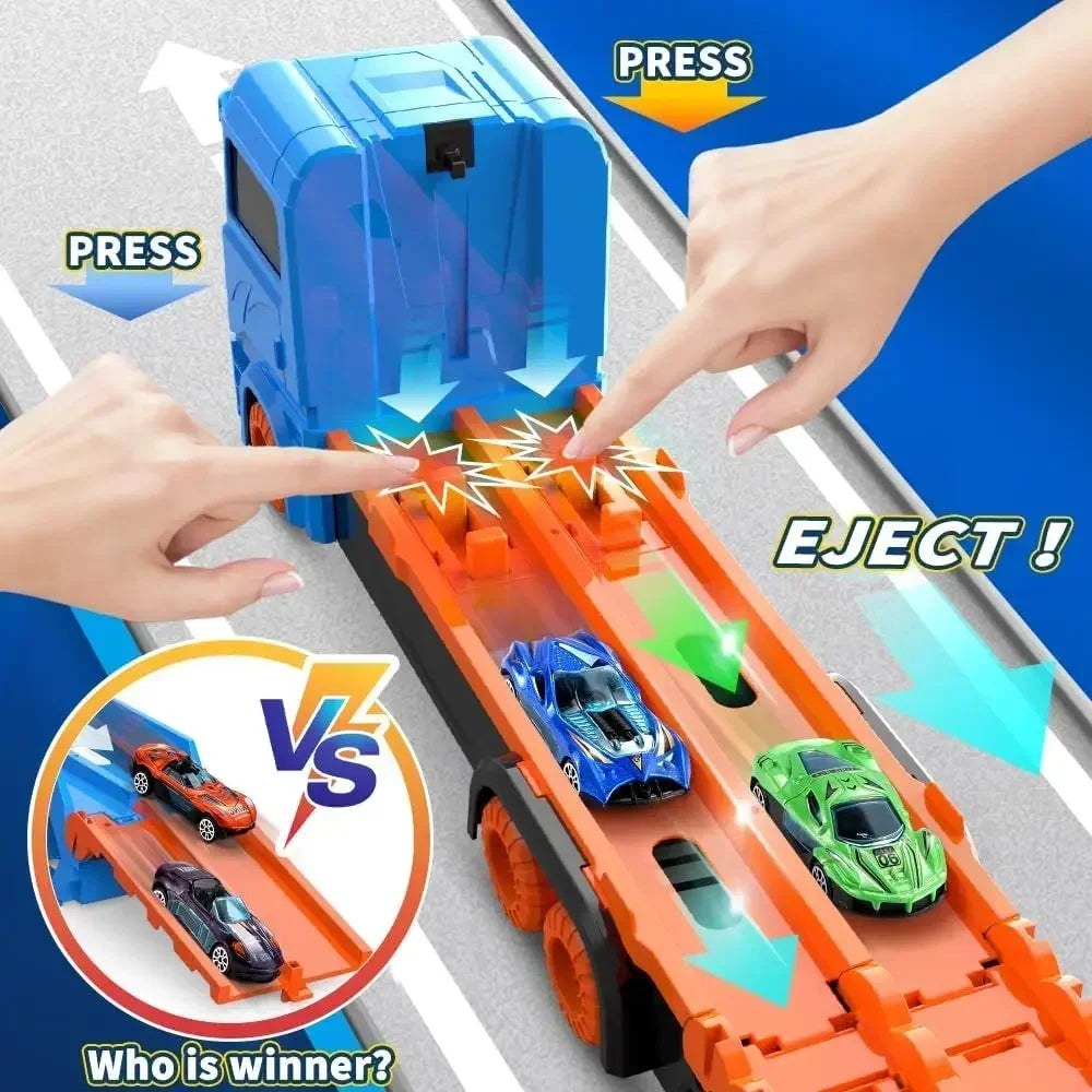Mega Transporter - Zabawa wyścigowa 9 w 1 - Transformowalna ciężarówka