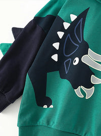 Thumbnail for DinoStyle – Ciepła i oddychająca bluza z kapturem z nadrukiem triceratopsa