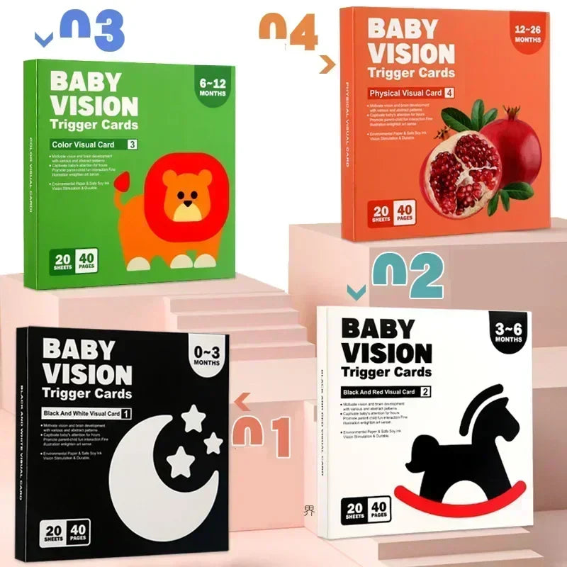 VisionBook – Edukacyjne i pouczające – książeczka z kartami poznawczymi dla niemowląt