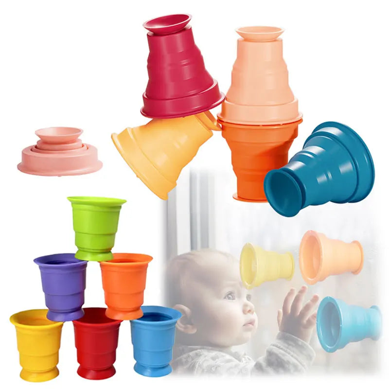 Rainbow Stacker Cups™ - Tęczowe kubki - Zabawka edukacyjna