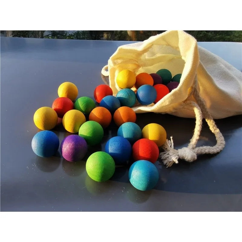 Rainbow Balls™ - Drewniane tęczowe koraliki - Zabawka sensoryczna