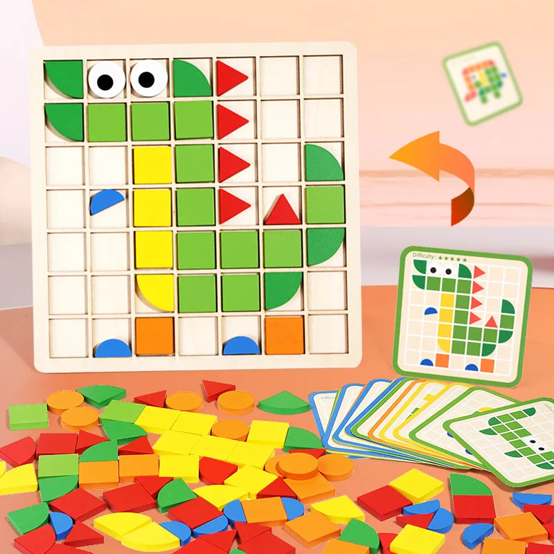 Woods™ - Drewniane puzzle geometryczne - Zabawka edukacyjna