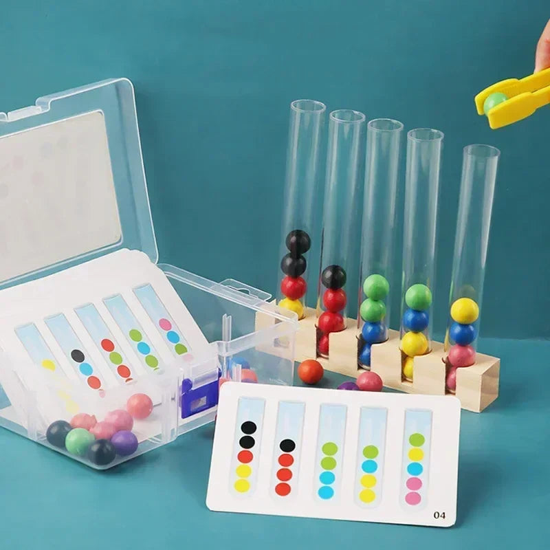 Tube Clip Beads™ - Gra logiczna kolorowe kulki - Zabawka edukacyjna