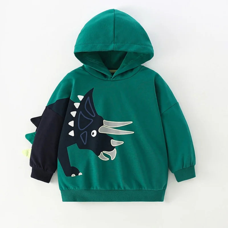 DinoStyle – Ciepła i oddychająca bluza z kapturem z nadrukiem triceratopsa