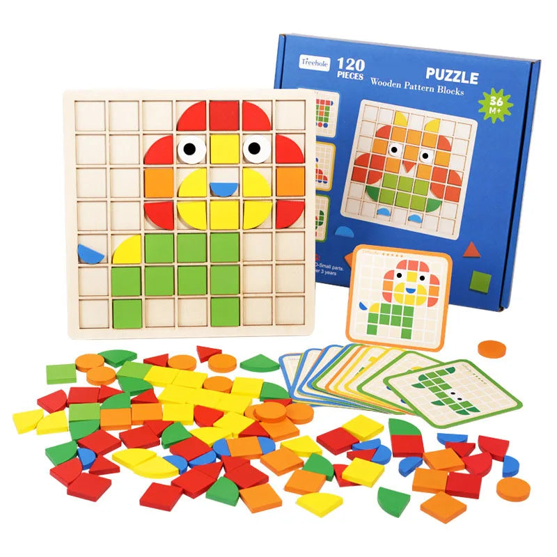 Woods™ - Drewniane puzzle geometryczne - Zabawka edukacyjna