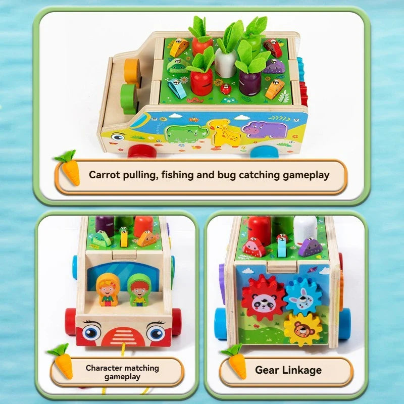 Montessori Animal Matching Toy – Edukacyjne i interaktywne – wózek z puzzlami