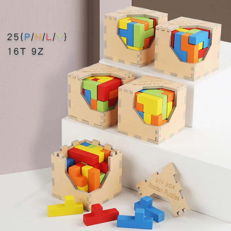 Woods™ - Układanka Tetris 3D - Drewniane puzzle geometryczne