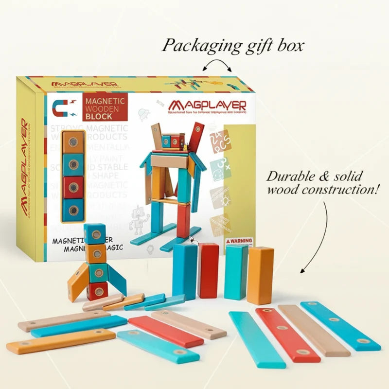 MagPlayer – Kreatywność i motoryka – Drewniane klocki magnetyczne do samodzielnego montażu