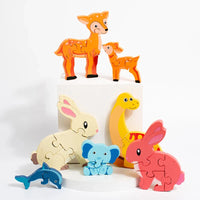 Thumbnail for Animal Puzzle™ – Odkrywaj i ucz się – Drewniane puzzle z kreskówkami