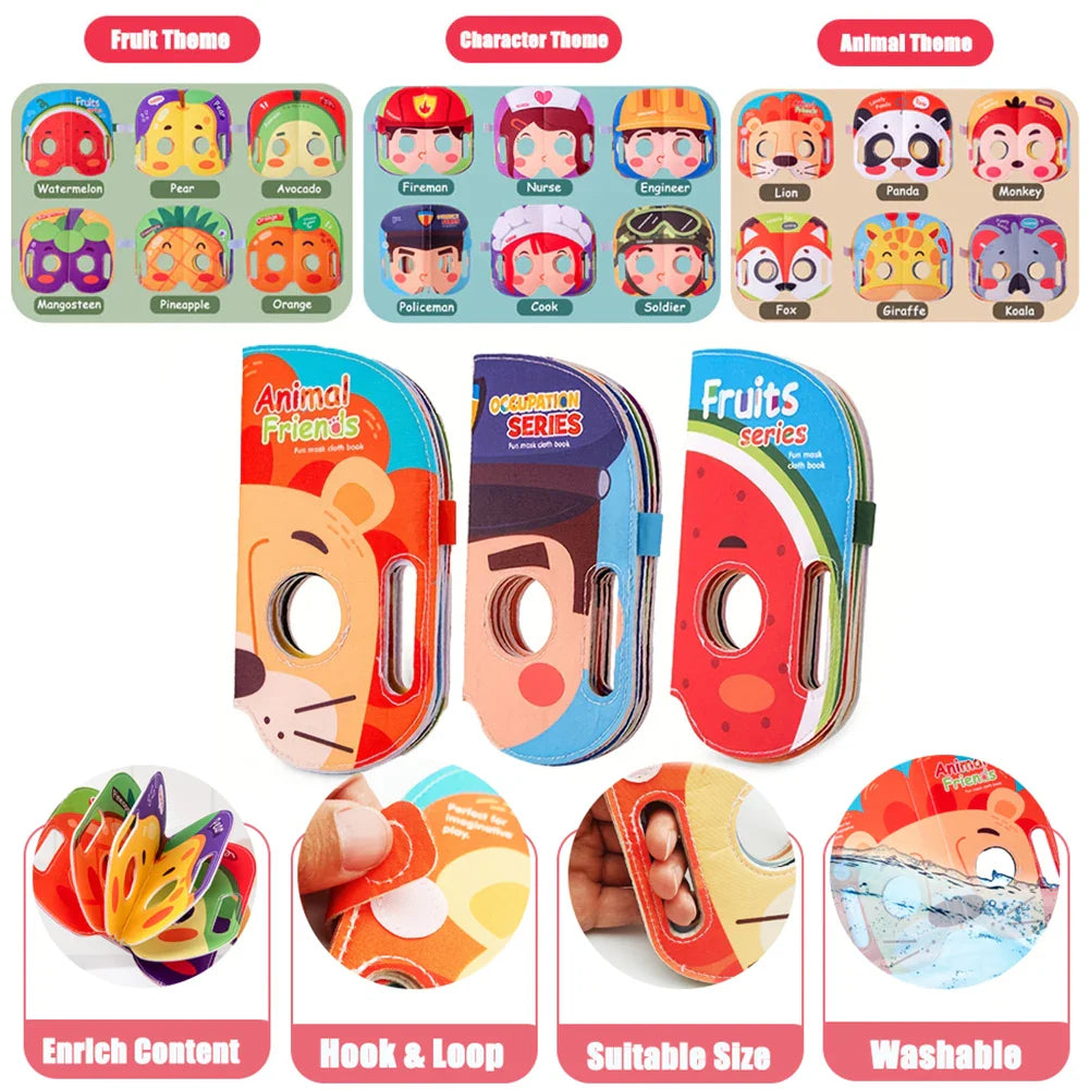 Mask Book™ – Dziecko uczy się pierwszych wrażeń - Książka z maskami z tkaniny