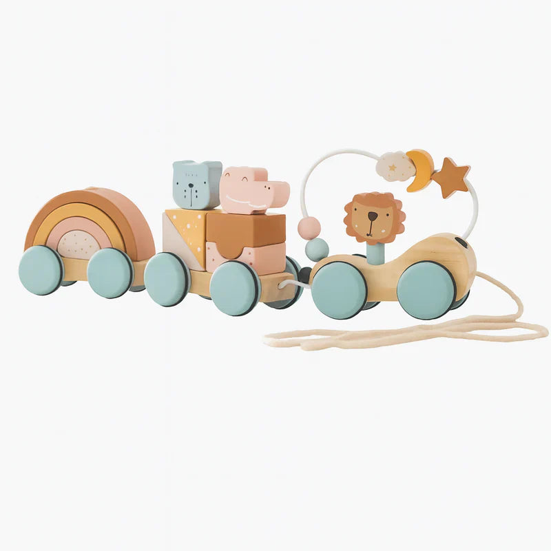 HappyTrain – Montessori & Fun – Drewniany zestaw kolejowy