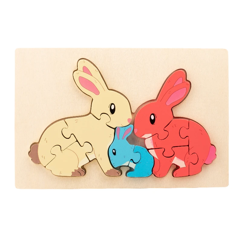 Animal Puzzle™ – Odkrywaj i ucz się – Drewniane puzzle z kreskówkami