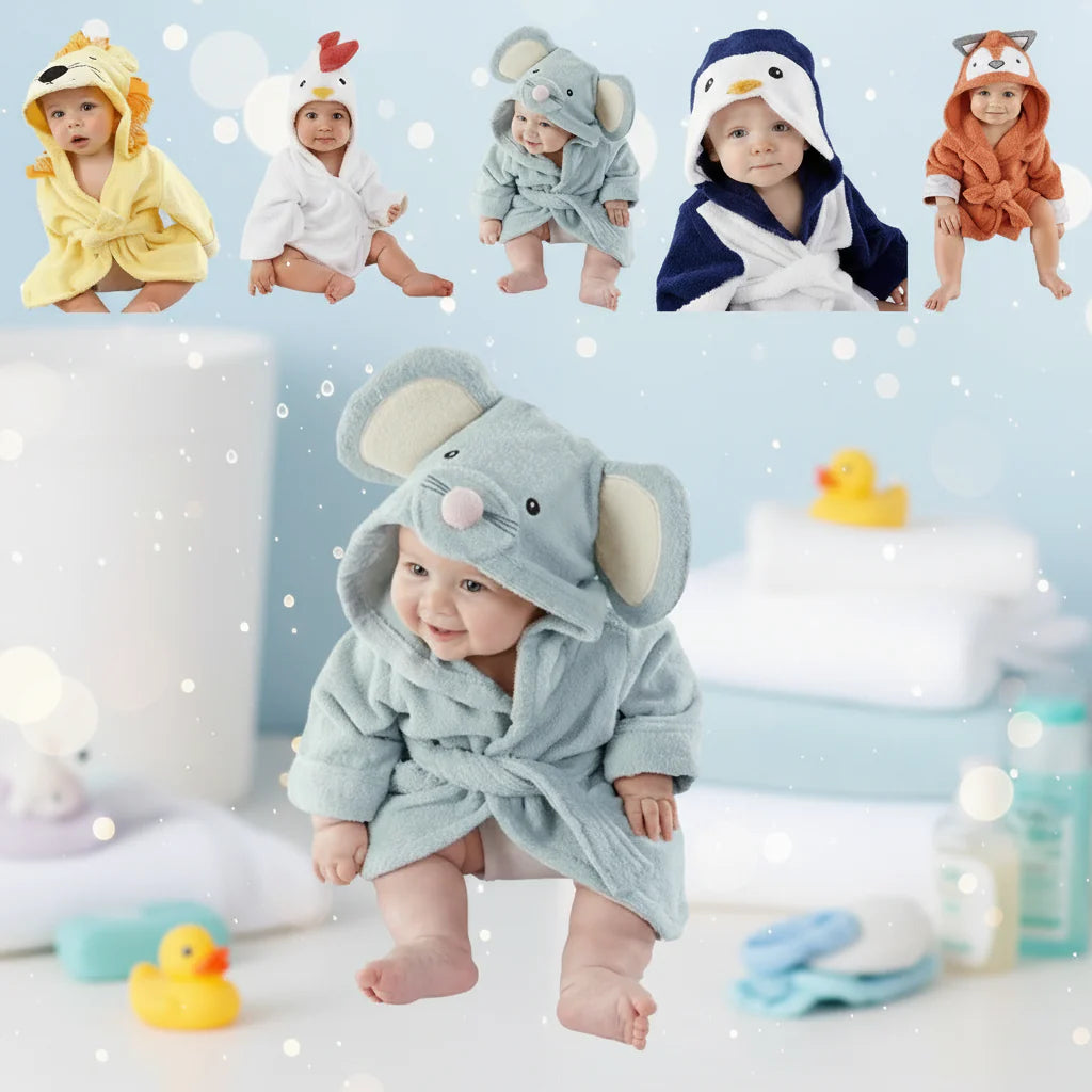 CozyNest – Miękki i chłonny – szlafrok z motywem zwierzęcym