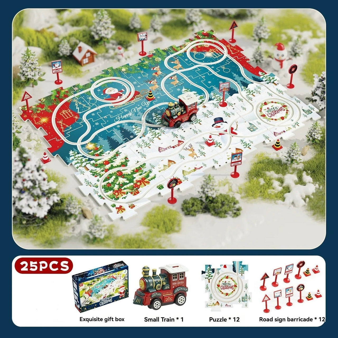 DIY Xmas Train Track™ - Zbuduj własną świąteczną krainę czarów - Świąteczna układanka z pociągiem