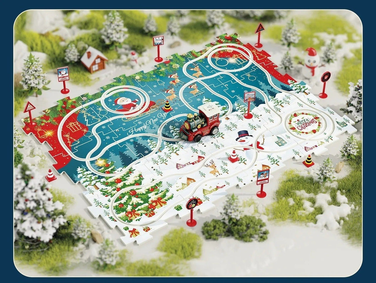 DIY Xmas Train Track™ - Zbuduj własną świąteczną krainę czarów - Świąteczna układanka z pociągiem