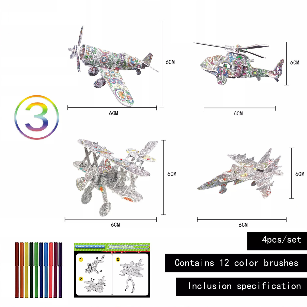 3D Color Puzzle™ - Pokoloruj własną konstrukcję - Kolorowa układanka