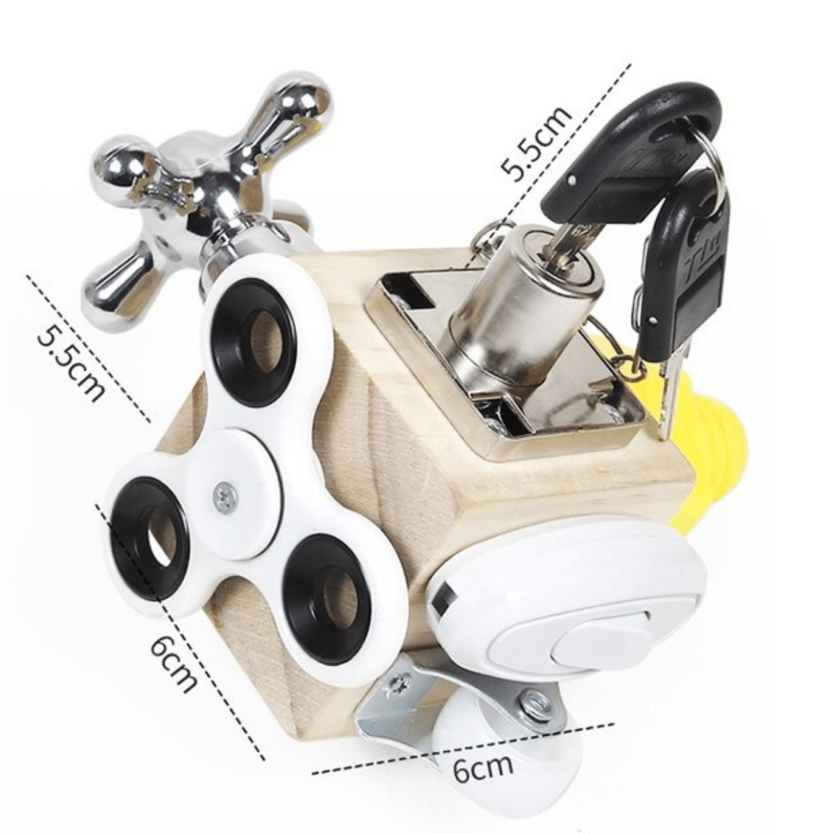 Woods™ - Busy cube - Edukacyjna kostka sensoryczna