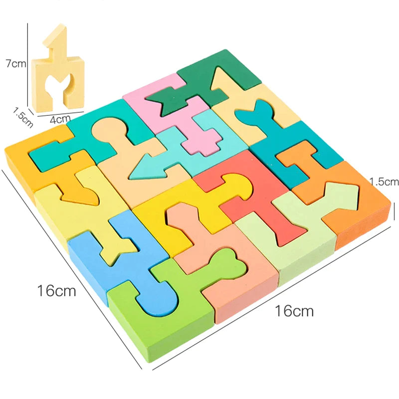 Woods™ - Puzzle o różnych kształtach - Edukacyjna układanka Montessori